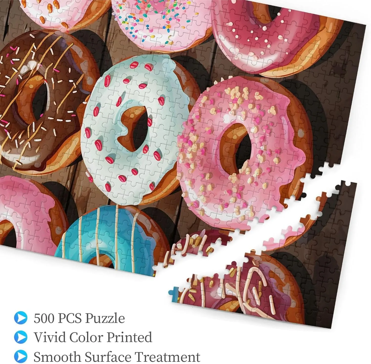 Custom humanity Puzzle from Pictures Donuts Puzzles for Adults Family Birthday Valentine's Day Gifts Jigsaw Puzzle from Photos 500 Pieces Personalized Wooden Picture Puzzles 