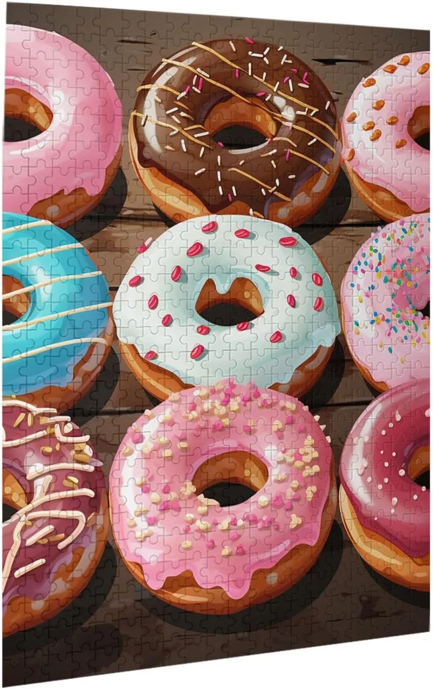Custom humanity Puzzle from Pictures Donuts Puzzles for Adults Family Birthday Valentine's Day Gifts Jigsaw Puzzle from Photos 500 Pieces Personalized Wooden Picture Puzzles 