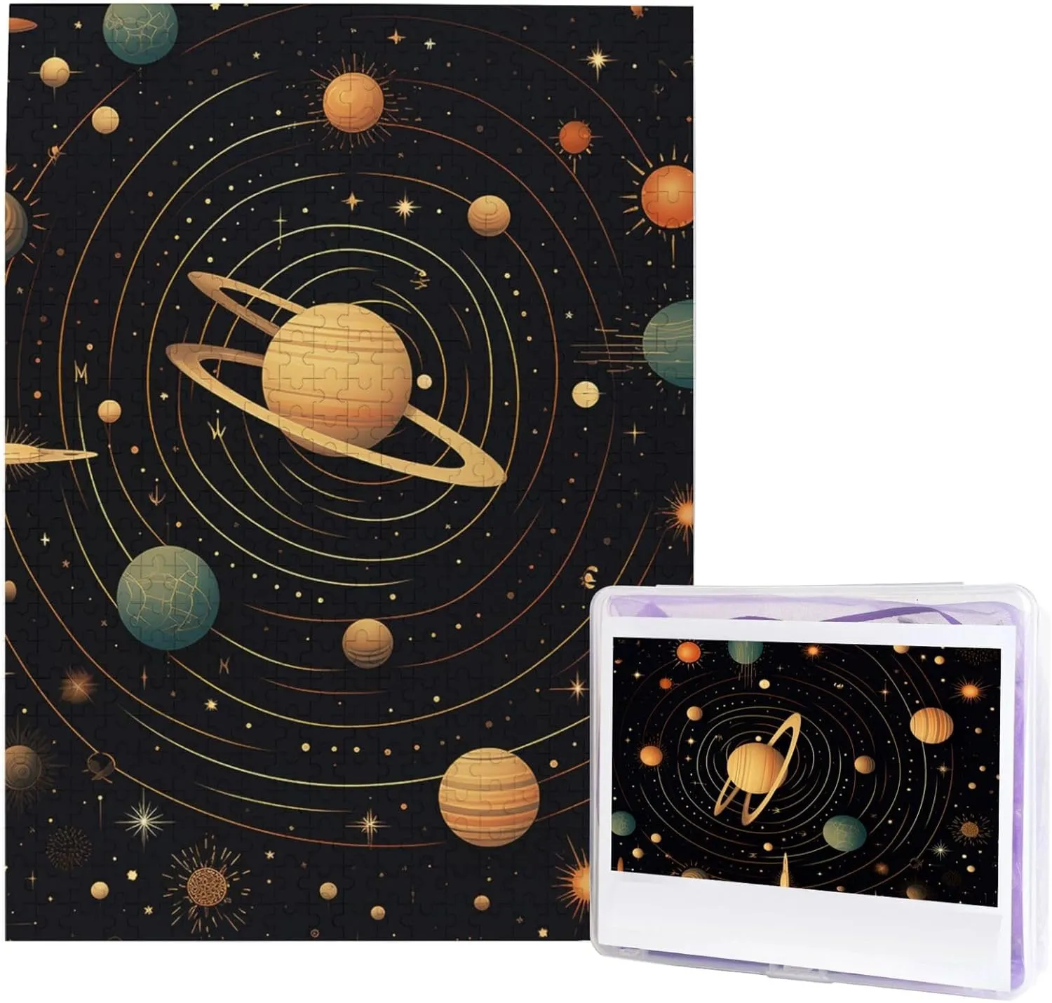 Custom Picture Puzzle Gifts for Family Wedding Friend Retro Astronomical interstitial miserable Pattern Puzzles from Photos 500 Pieces Personalized Wooden Puzzle Challenging Jigsaw Puzzles for Adults 