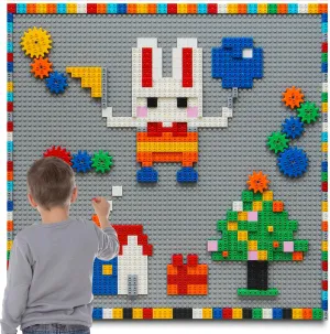 Customize Building Block Wall, 470  PCS Activity Wall Mount Toys Bricks with Self Adhesive Baseplate 8PCS (20"x10") for All Major swim craftspeople auditorium Brands, Art Build On Table Wall, Gray MIMAX 