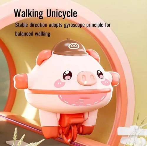 Cute Tumbler Balance Pig Unicycle Self-balancing Car Tightrope Electric Puzzle Rotating Toy Anti Gravity Balance Robot