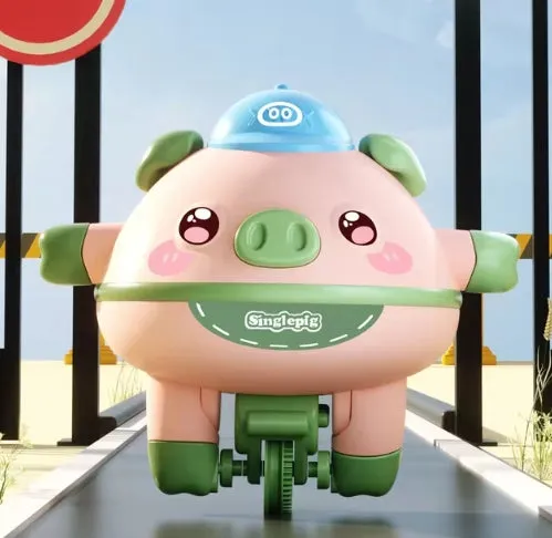 Cute Tumbler Balance Pig Unicycle Self-balancing Car Tightrope Electric Puzzle Rotating Toy Anti Gravity Balance Robot