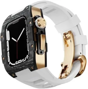 dale loom satisfaction obliterate bloom 45mm 44mm Replacement Accessories,Rm Style Watch Case Metal Crown Sport Strap Mod Kit Carbon Fiber Watch Case Fluororubber Band,For Apple Watch Series 8/7/6/5/4/SE 
