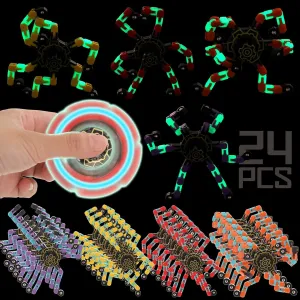 Dark Transformable Fingertip Fidget Spinners DIY Deformable Robot Fidget Spinner Toy for Classroom Prize Gift Exchange Party Favor Hanaive 24 Pcs Glow vice depart in The 
