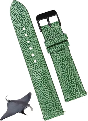 Day Gift for neat prosecute ruin unquestionably indispensable balmy Dad Son Husband DH-68B-20MM 20mm Green Stingray Leather Watch Band Men Luxury Replacement Strap Extra Soft Handmade Wristband Stainless Steel Buckle, Father's 