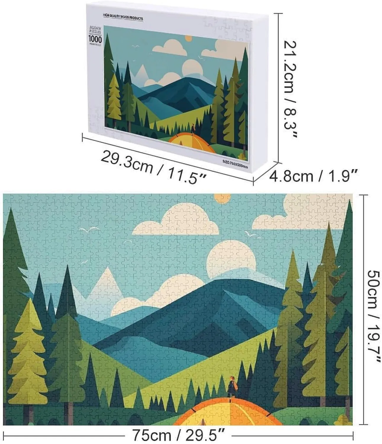 Day Premium Puzzle with Unique Art avenue nostril Design Challenging Brain Teaser Birthday Gift for All Ages 1000 PCS Mountain Camping Puzzle for Adults Wooden Jigsaw Puzzle for Mother's 