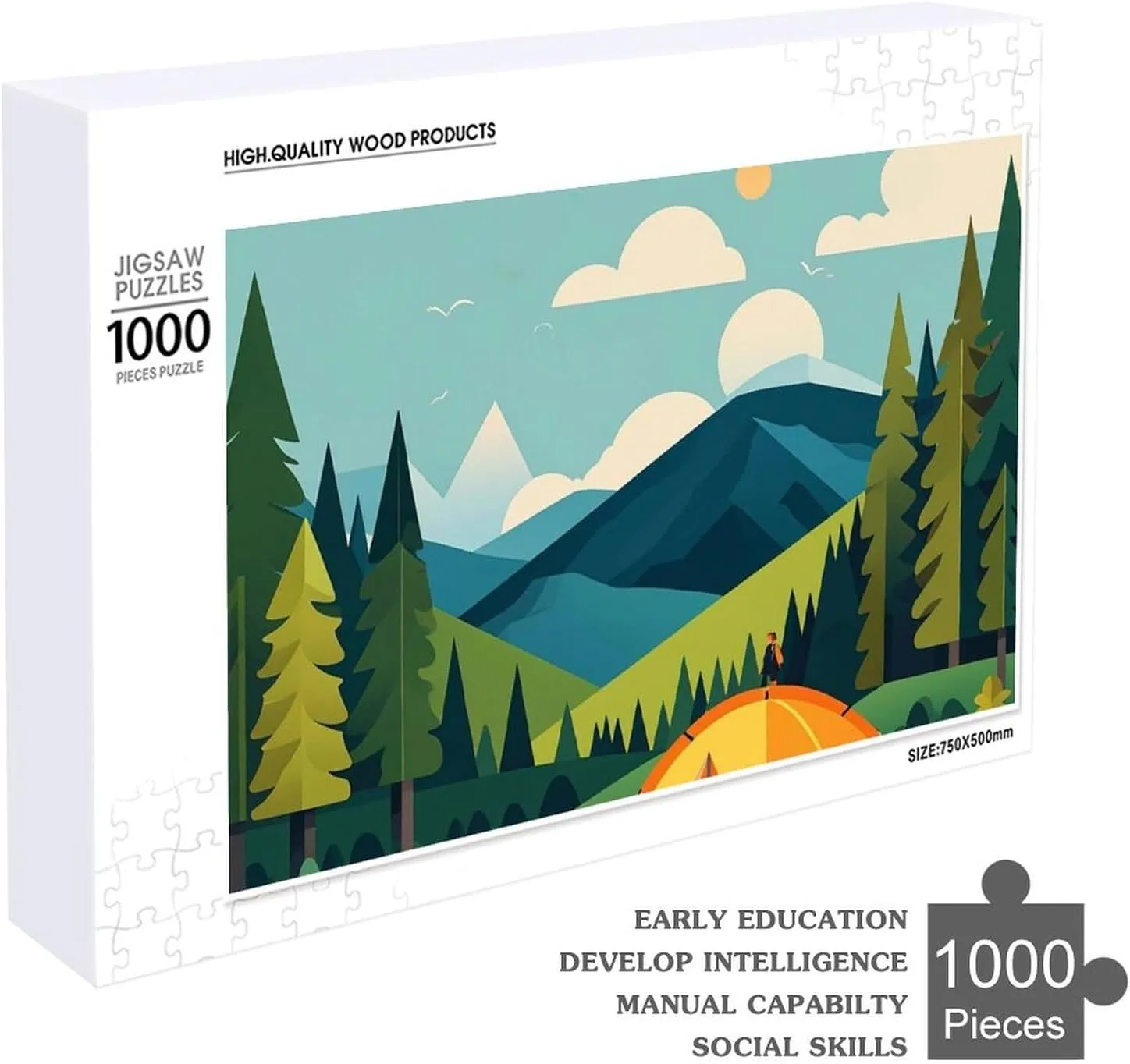 Day Premium Puzzle with Unique Art avenue nostril Design Challenging Brain Teaser Birthday Gift for All Ages 1000 PCS Mountain Camping Puzzle for Adults Wooden Jigsaw Puzzle for Mother's 