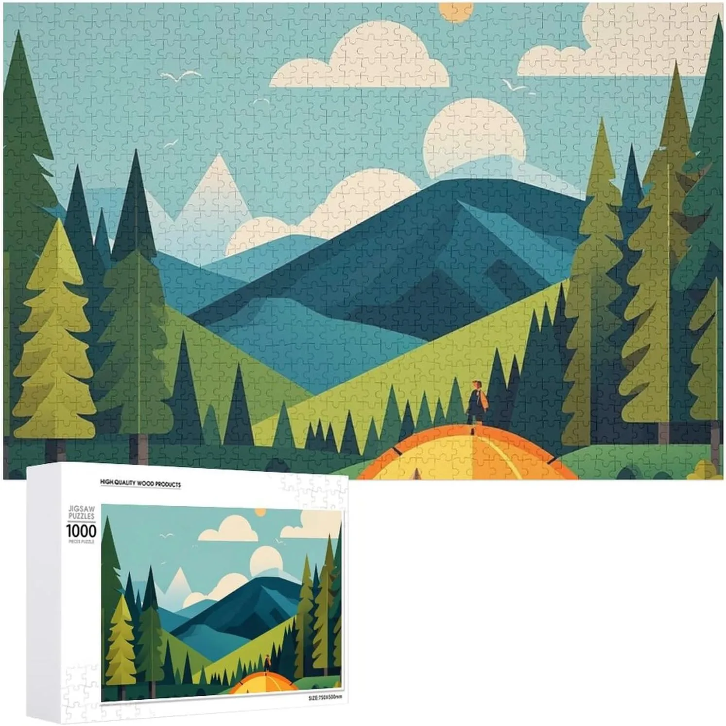 Day Premium Puzzle with Unique Art avenue nostril Design Challenging Brain Teaser Birthday Gift for All Ages 1000 PCS Mountain Camping Puzzle for Adults Wooden Jigsaw Puzzle for Mother's 