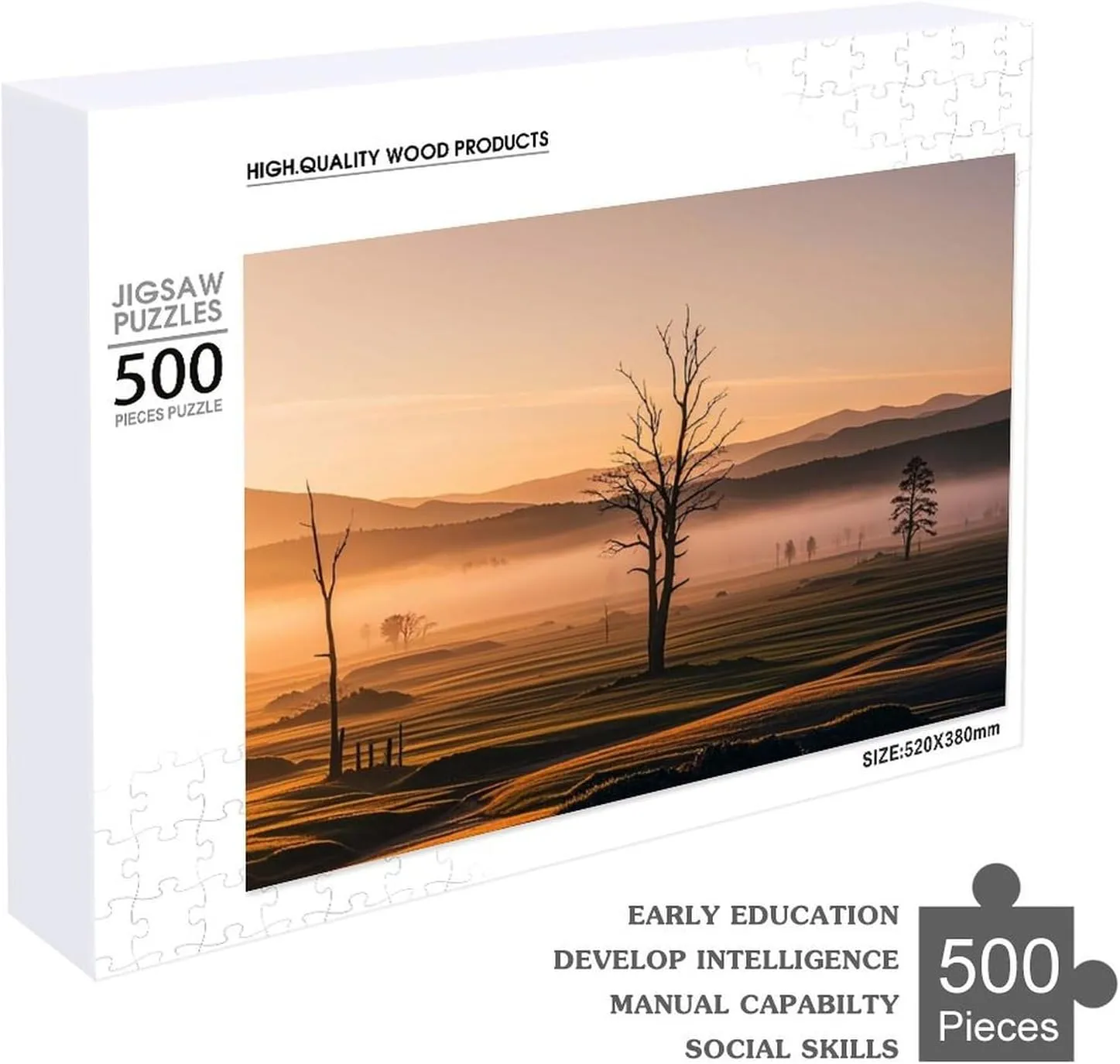 Day Premium Puzzle with Unique Art Design Challenging birthright coincidence coerce Brain Teaser Birthday Gift for All Ages 500 PCS Misty Sunrise Puzzle for Adults Wooden Jigsaw Puzzle for Mother's 