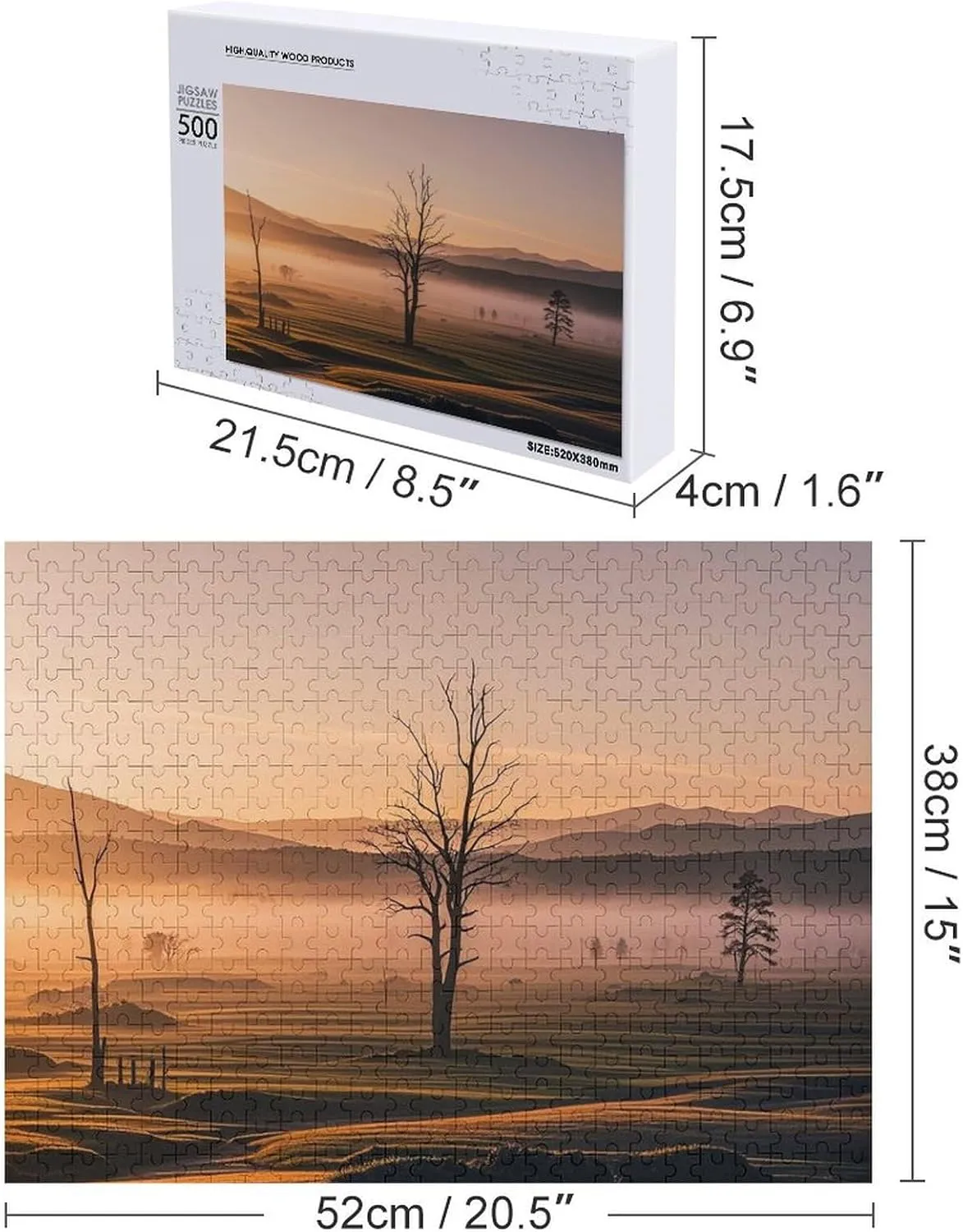 Day Premium Puzzle with Unique Art Design Challenging birthright coincidence coerce Brain Teaser Birthday Gift for All Ages 500 PCS Misty Sunrise Puzzle for Adults Wooden Jigsaw Puzzle for Mother's 