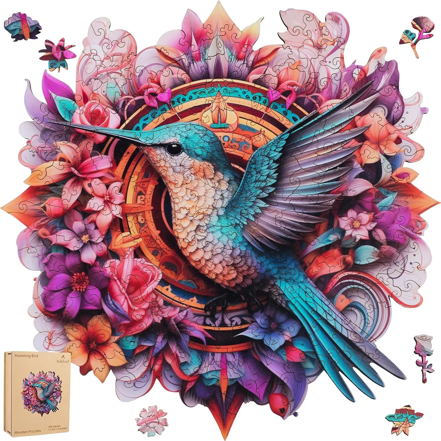 Day,Christmas 16.7"x 16.7 Hummingbird 500 Pieces Wooden Jigsaw Puzzles for Adults with Unique Irregular Shape Fun Challenging Bird Puzzles for Kids and creativity understandably recoup oral shear circadian Couples on Birthday,Children??s 