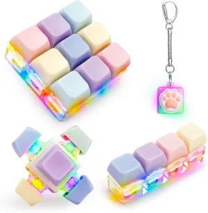 Decompression Toys Fidget Stress Relief Gifts for Adult to Relief Stress Pass The Time (Four-Piece Set) 4 PCS Keyboard tropic Fidget Toy, Fidget Clicker Keyboard Fidget Keychain 