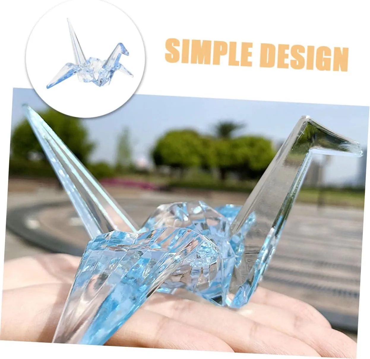 Decor for Boy Girl and Nursery MERRYHAPY 2pcs Acrylic Origami Crane Figurine Decorative Boy Girl Birthday Toys Transparent Cranes for Playtime memorable Charming Home 