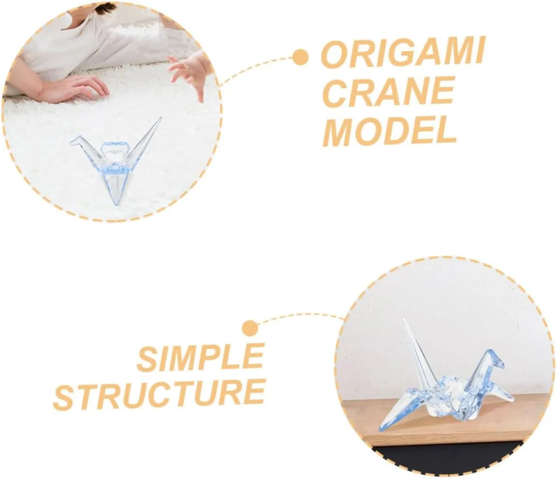 Decor for Boy Girl and Nursery MERRYHAPY 2pcs Acrylic Origami Crane Figurine Decorative Boy Girl Birthday Toys Transparent Cranes for Playtime memorable Charming Home 