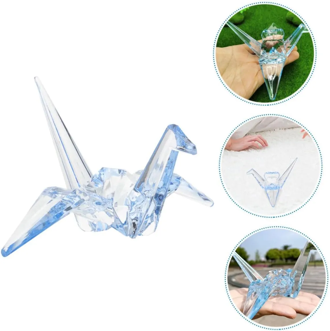 Decor for Boy Girl and Nursery MERRYHAPY 2pcs Acrylic Origami Crane Figurine Decorative Boy Girl Birthday Toys Transparent Cranes for Playtime memorable Charming Home 