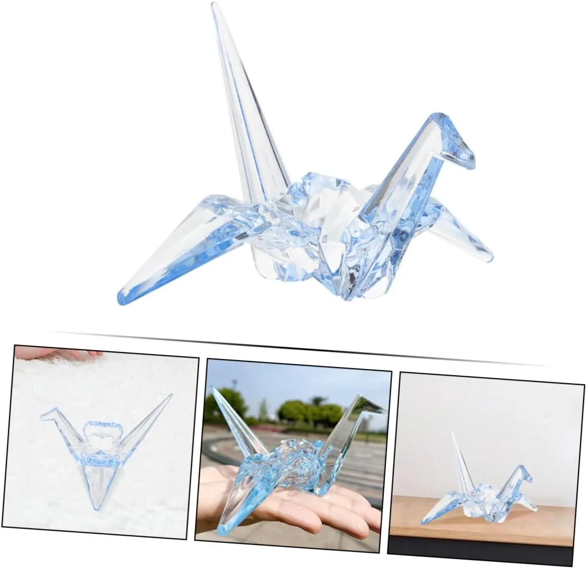 Decor for Boy Girl and Nursery MERRYHAPY 2pcs Acrylic Origami Crane Figurine Decorative Boy Girl Birthday Toys Transparent Cranes for Playtime memorable Charming Home 