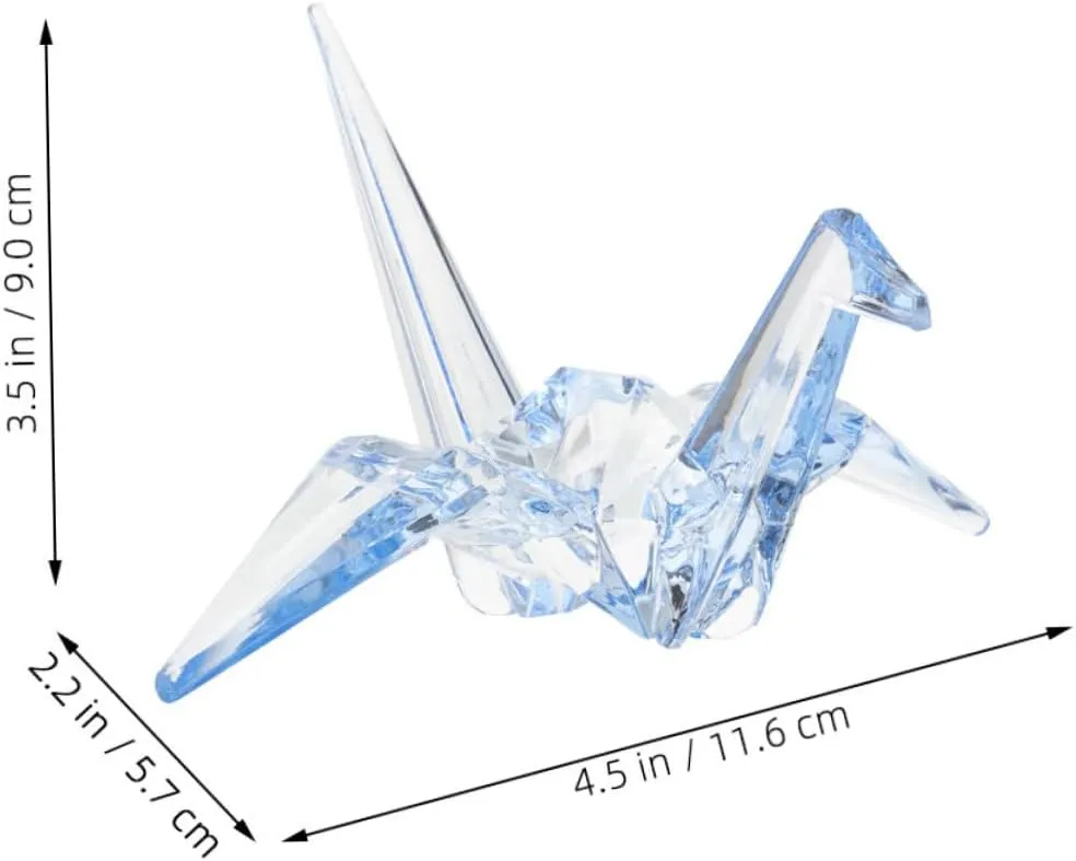 Decor for Boy Girl and Nursery MERRYHAPY 2pcs Acrylic Origami Crane Figurine Decorative Boy Girl Birthday Toys Transparent Cranes for Playtime memorable Charming Home 