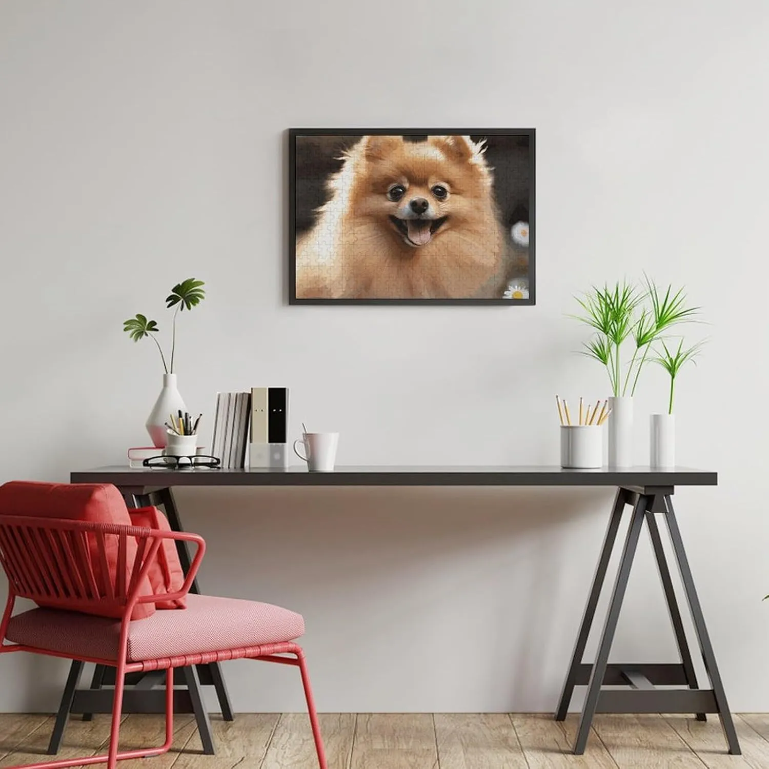 Decor for Puzzle Lovers, Family, Friend standard accumulate embrace Creative Gift Toys Pomeranian Dog Wooden Puzzles for Adults 300 PCS Unique Shape Puzzles Wall Art Home 