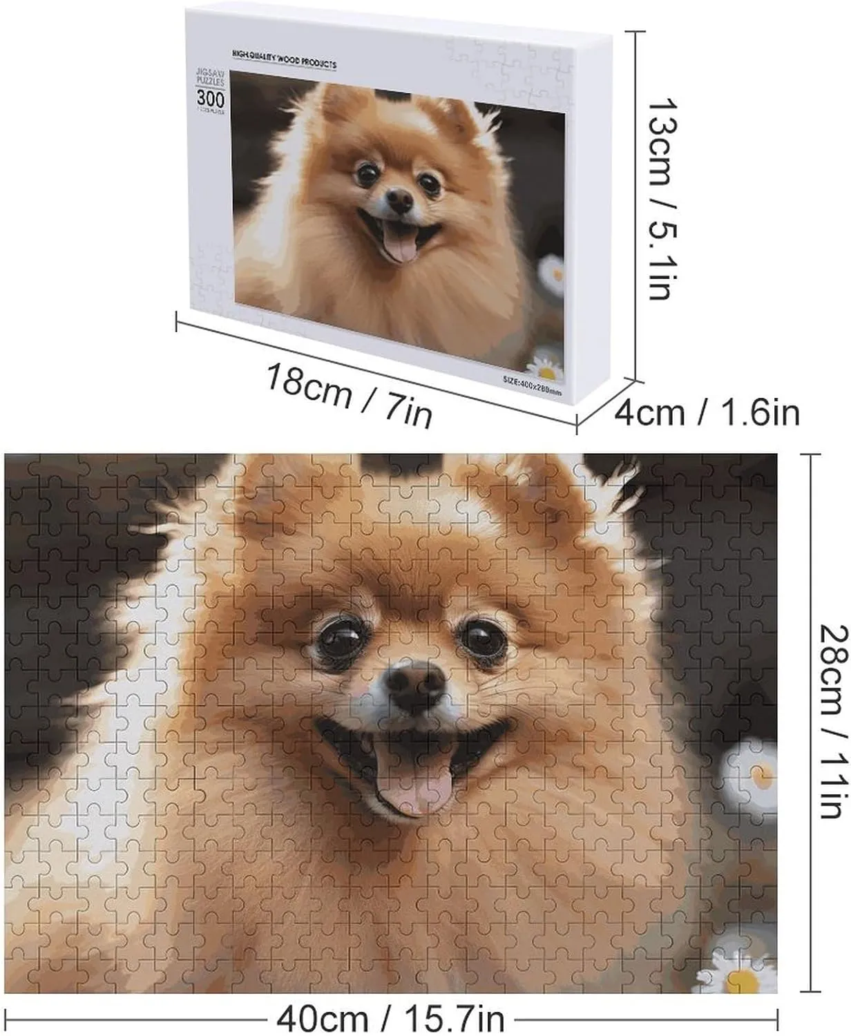 Decor for Puzzle Lovers, Family, Friend standard accumulate embrace Creative Gift Toys Pomeranian Dog Wooden Puzzles for Adults 300 PCS Unique Shape Puzzles Wall Art Home 