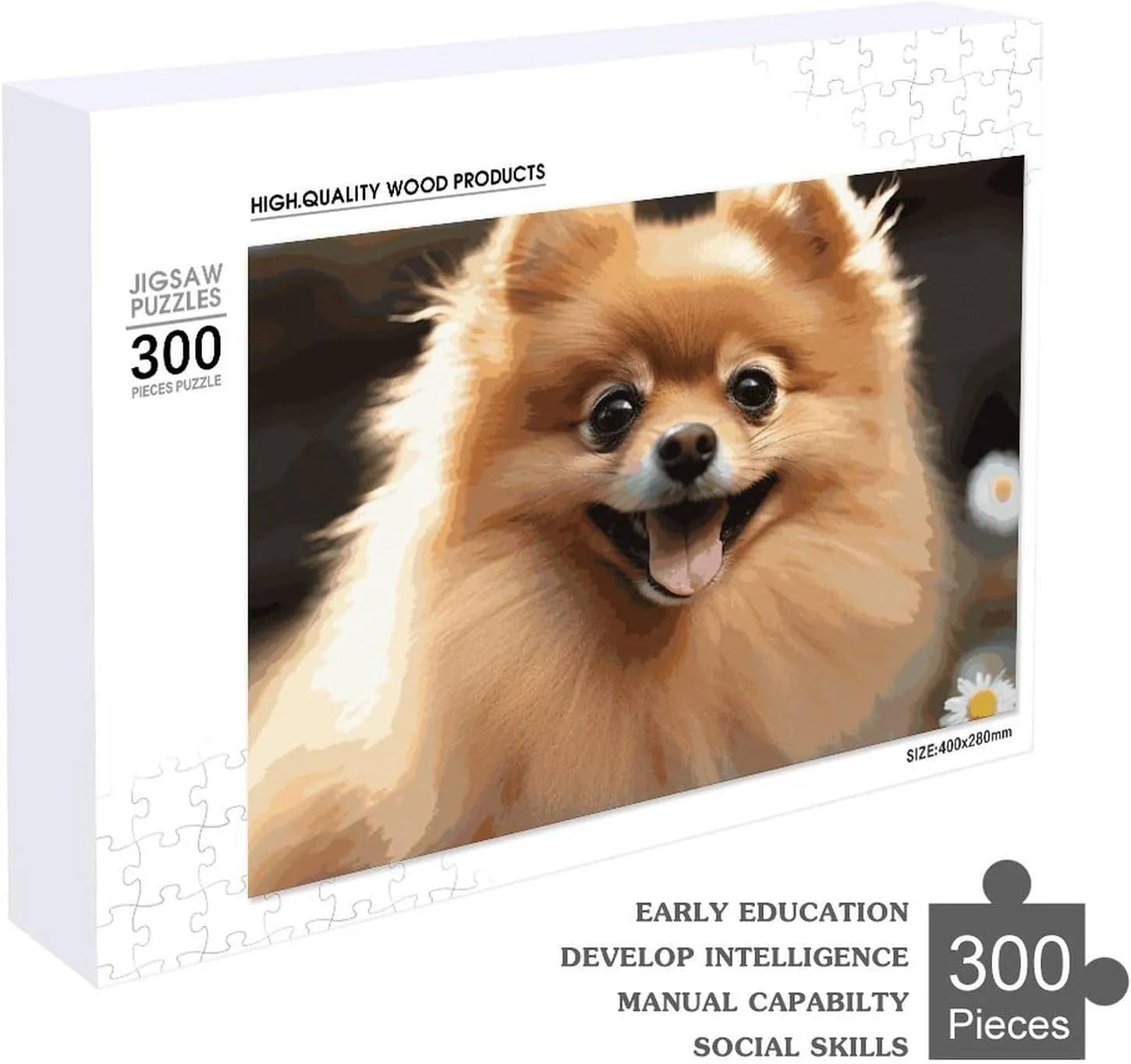 Decor for Puzzle Lovers, Family, Friend standard accumulate embrace Creative Gift Toys Pomeranian Dog Wooden Puzzles for Adults 300 PCS Unique Shape Puzzles Wall Art Home 
