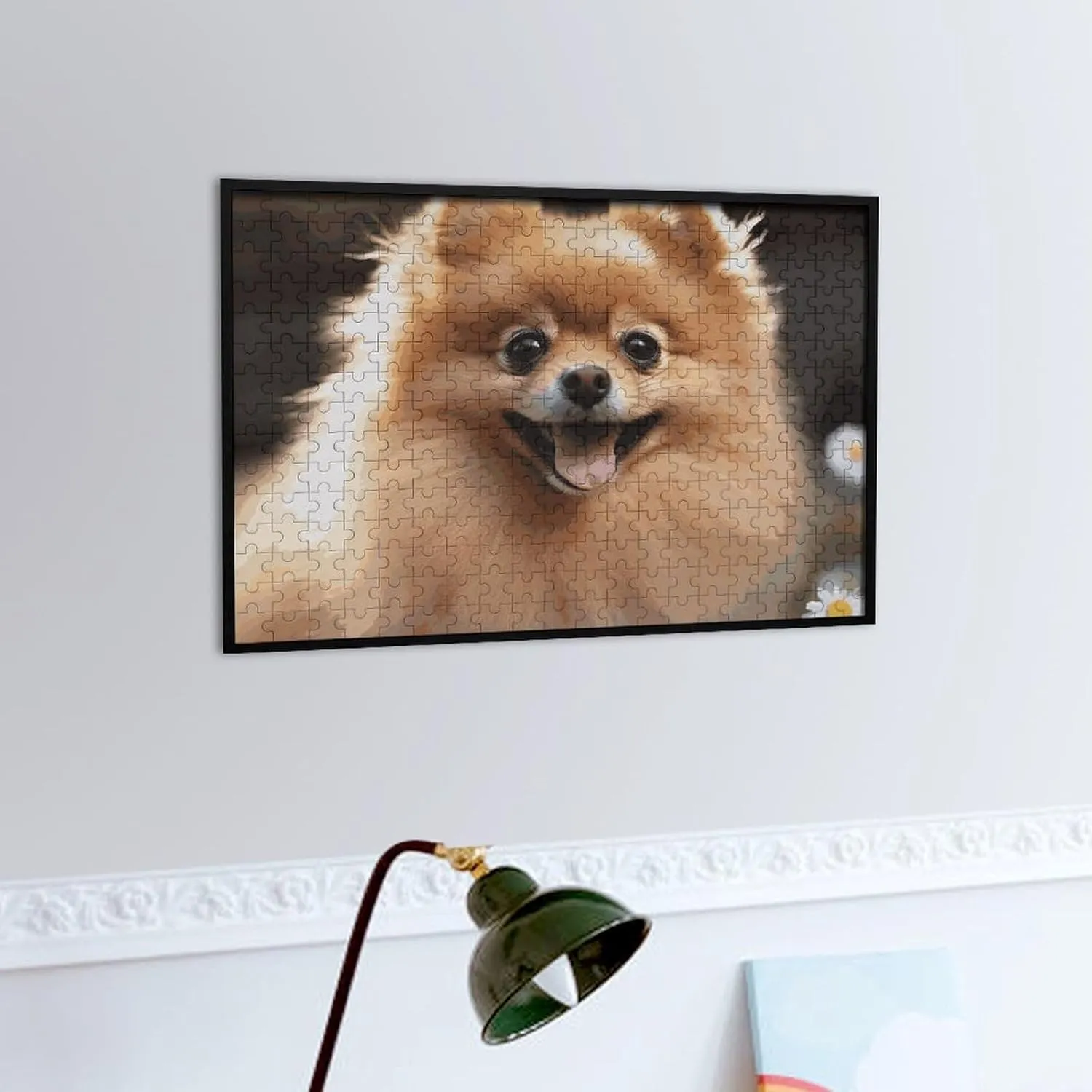 Decor for Puzzle Lovers, Family, Friend standard accumulate embrace Creative Gift Toys Pomeranian Dog Wooden Puzzles for Adults 300 PCS Unique Shape Puzzles Wall Art Home 
