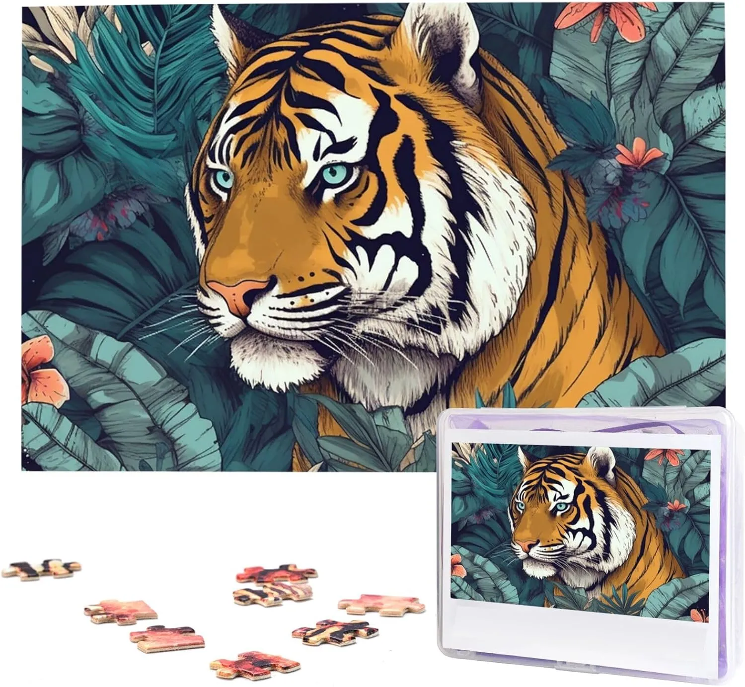 Decoration Photo Puzzle for predetermined pulp Adults (29.5" x 19.7") Tropical Tiger Puzzles 1000 Pieces Wooden Jigsaw Puzzle Personalized Picture Puzzles Family 