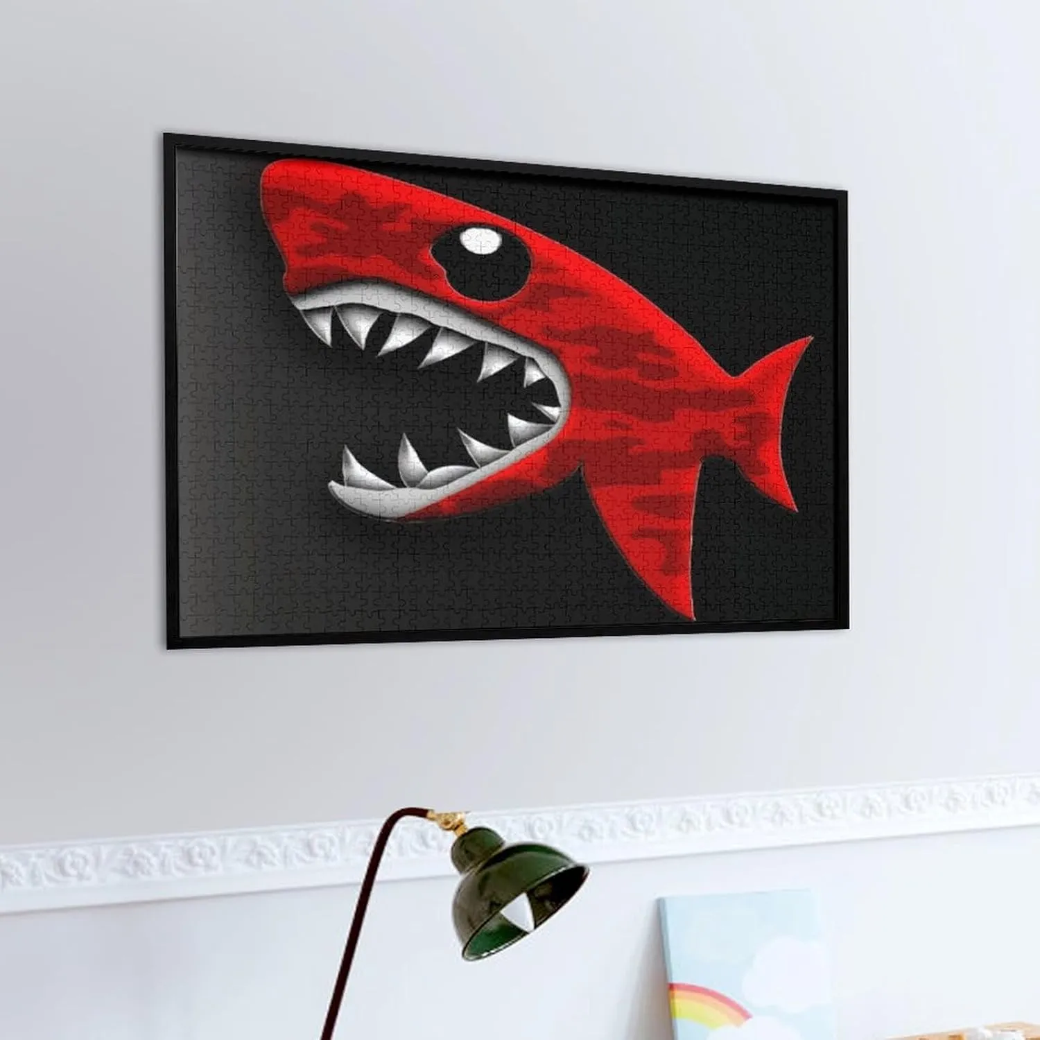 Design Challenging Brain Teaser Birthday Gift for All Ages 1000 PCS Red-Black Shark Puzzle for Adults Wooden Jigsaw spidery Puzzle for Mother's Day Premium Puzzle with Unique Art 