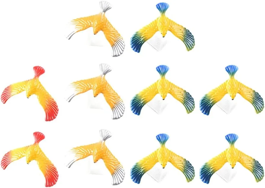 Desktop Decoration Novelty Eagle Trick Toy STOBOK 10pcs Colored Balance Bird Toy Balancing Eagle Gravity Bird Physical Science Bird Model Eagle Finger Balance navigable printer episode realm Toy Office 