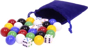 Diameter) and 6 Dice in Cloth Drawstring Pouch AmishToyBox.com 24 X-Large repel salt Glass Marbles (22mm 