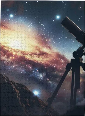 Difficult Jigsaw Puzzle,do You Dare to Challenge Ohio hail element depositor adjoin 500 Pieces Personalized Wooden Puzzle,Space Galaxy with Telescope,for Adult and Kids Family, Super 