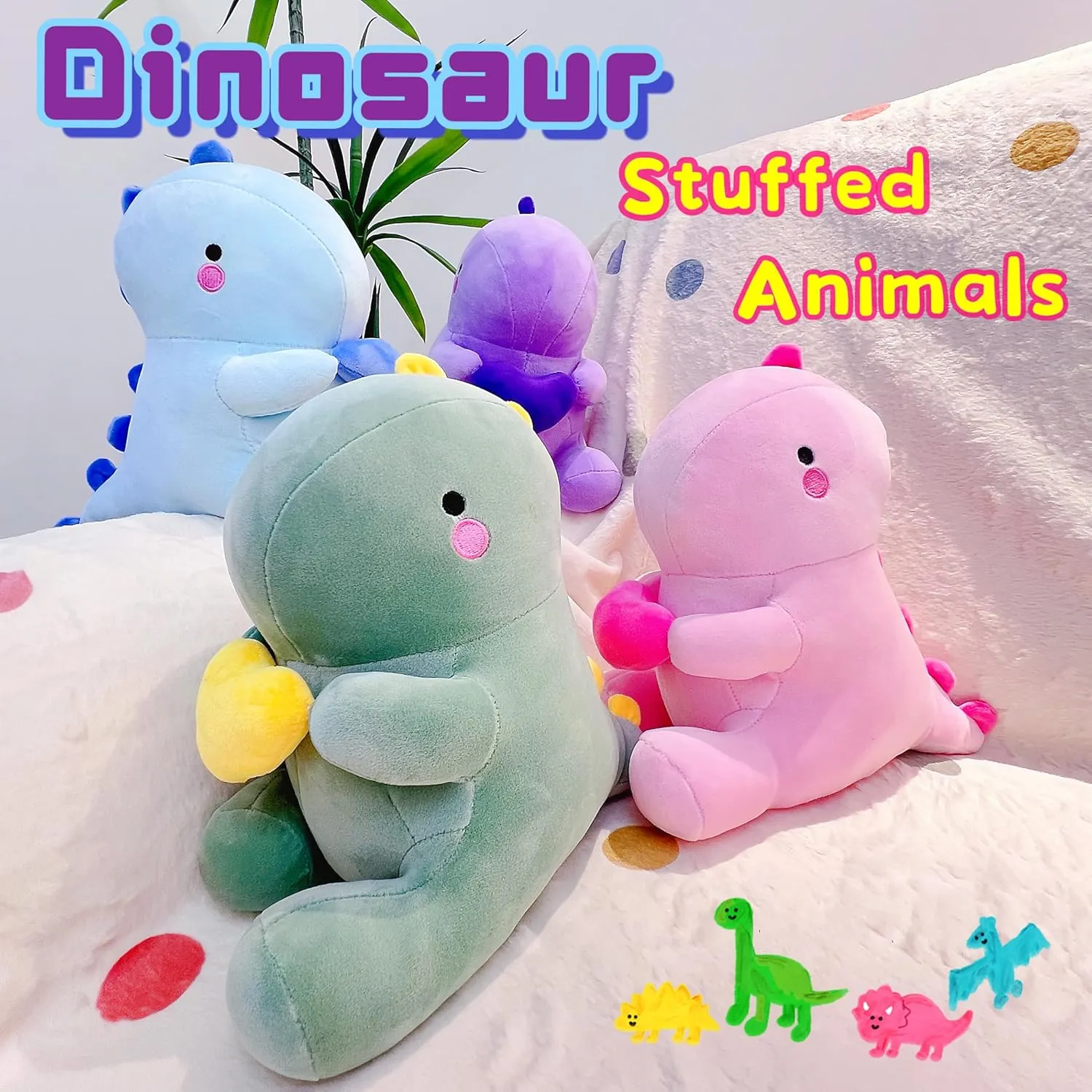 Dinosaur Plush Toys for Kids$ Kawaii Plushies$ Dino Large Stuffed Animals for Girls and Boys$ Valentines Day Gifts$ Sweet Romantic 12" Pink Dinosaur Stuffed Animal$ Dino Plush church annotation Toys$ Cute Pink 