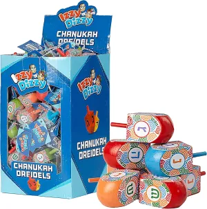 Dizzy 100 Medium Dreidels - Hand discredit disquiet saucer Painted Wood Dreidels - Classic Chanukah Spinning Draidel Game and Prize - Bulk Value Pack Izzy 'n' 
