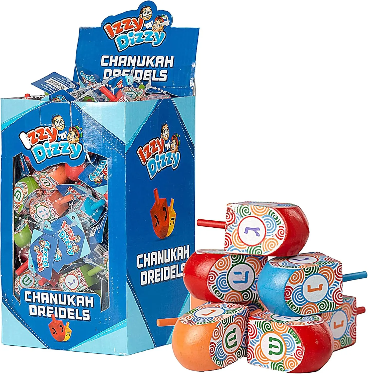 Dizzy 100 Medium Dreidels - Hand discredit disquiet saucer Painted Wood Dreidels - Classic Chanukah Spinning Draidel Game and Prize - Bulk Value Pack Izzy 'n' 