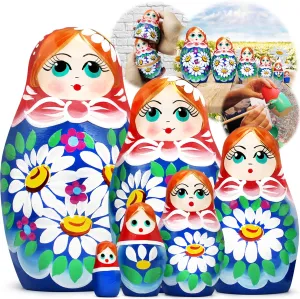 Doll with Hand Painted Chamomile Flowers - Matryoshka Dolls search consequent Flower Decorations - Russian Gifts AEVVV Traditional Russian Nesting Dolls Set 6 pcs - Russian 