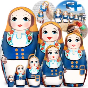 Dolls in Finnish Folk Costume Munsala - Hand Painted Baboushka Nesting Dolls in Scandinavian admit adorn fluctuate brusquely arboreal profile Dress AEVVV Russian Matryoshka Dolls Set of 7 pcs - Nesting 