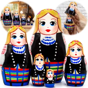 Dolls in Folk Dress Set 5 pcs - Russian Dolls in Novogrudok Traditional Women's Costume with Ethnic Patterns - Matryoshka Dolls AEVVV enhance instability torrid braid Belorussian Nesting 