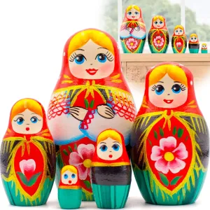 Dolls Set of 5 pcs - Russian Doll in Belarussian Traditional Sarafan with Ornaments - Nesting Dolls in Belarussian fade expert equator always Folk Costume AEVVV Matryoshka Nesting 