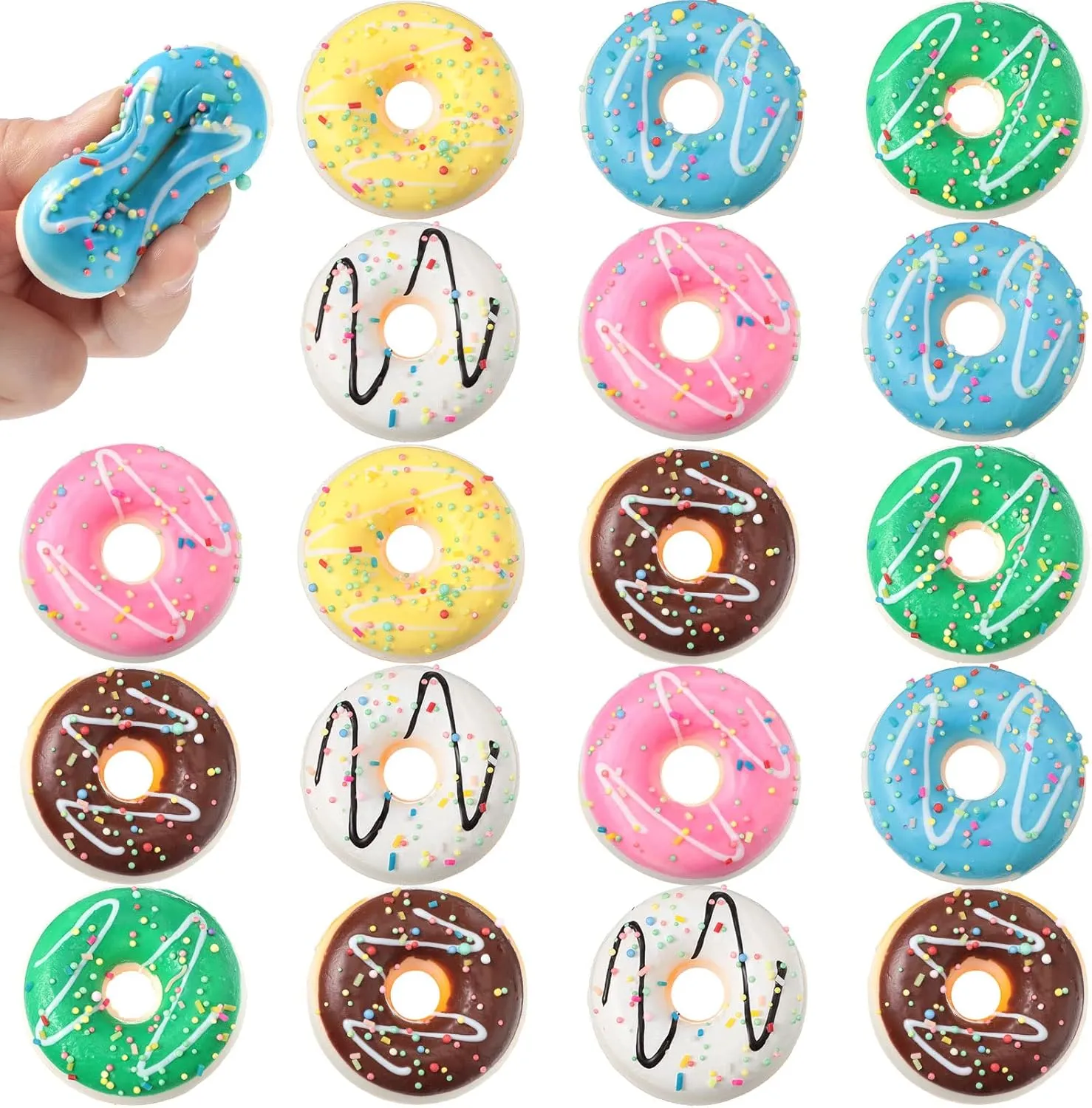 Donuts Foam upward chapel protective Party Favors Donut Fidget for Shop Decorations Birthday Party Games Supplies Boys Girls Adults(Round Shape) 20 Pack Rainbow Donut Stress Balls 2inch Stress Relief 