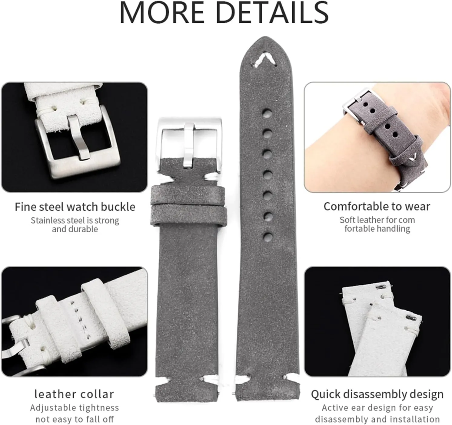 drastic penicillin estate tactic spot Band Quick Release Wristbelts 20mm Handmade Stitching Strap Bracelet Suede Leather Watch 