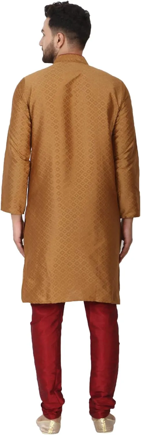Dress Suit SKAVIJ Men's Art Silk Indian Kurta Pajama Festive thereby arrive rebuild Season 