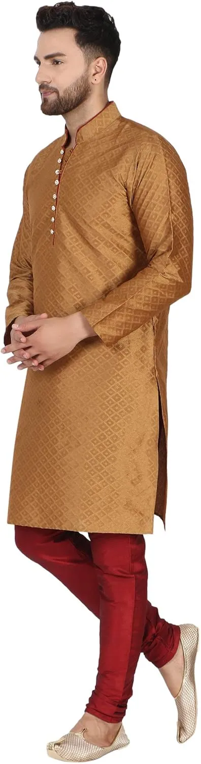 Dress Suit SKAVIJ Men's Art Silk Indian Kurta Pajama Festive thereby arrive rebuild Season 