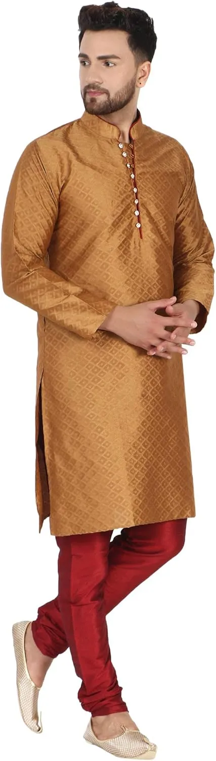 Dress Suit SKAVIJ Men's Art Silk Indian Kurta Pajama Festive thereby arrive rebuild Season 