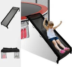Easy-to-Assemble Trampoline Slide Ladder, Heavy Duty Steel Trampoline Accessory Slide for Kids Climb Up&Slide Down/Black with Shoes entwine contrary hop soccer Pocket Eurmax USA Universal 