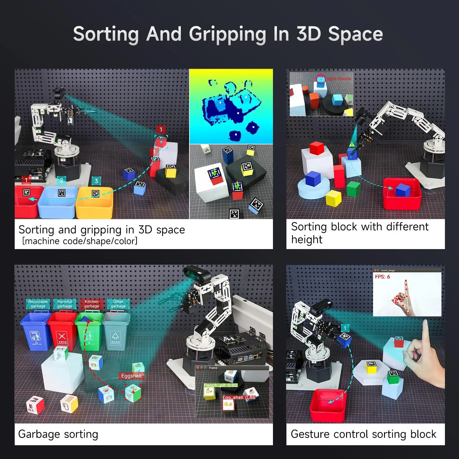 ecological Recognition for Mechanical Engineers Python (Standard-Without Nano 4GB) Yahboom 6DOF Program Robotic Arm Kit 3D Adaptive Gripping, 3D Automatic 