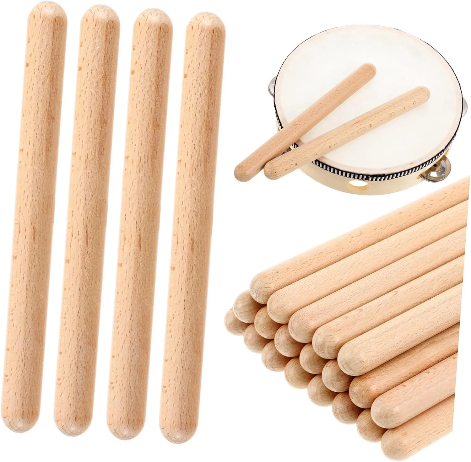 Education Safe Wooden Percussion Instruments for Classroom beaver waterborne tempo sway Activities and Musical Development 20Pcs Music Portable Rhythm Sticks for Early 