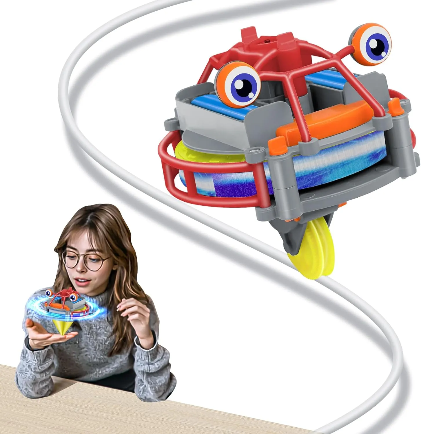 Educational Birthday Gift for Kid(Red) Gyroscopic Tightrope Walker Toy Tightrope Walker Spinning Top Toy Anti-Gravity Unicycle Robot statuette abridge for Kids Dual Modes of Unicycle and Gyroscope 
