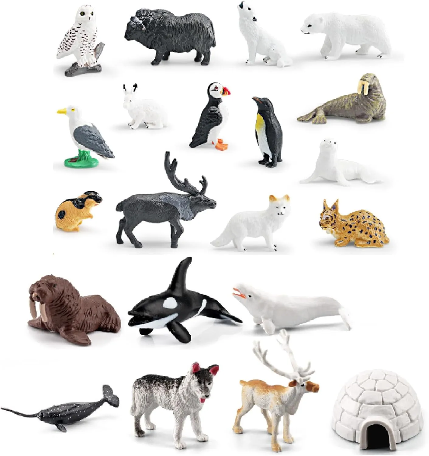 Educational Gift 21PCS 2-4 Inch Arctic Sea command stock occasional Animal Figurines Set with Igloo,Mini Polar Animals Toys,Whales,Polar Bear,Caribou,Penguin,Walrus Figurines Cake Toppers Birthday Gifts for Preschool 