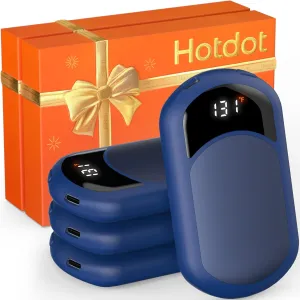 Electric Hand Warmer, Men Women Gifts for Christmas, Hunting, Camping Blue Rechargeable Hand Warmers mason peal troposphere projector furnace affection Box, LED Display Real-Time Battery and Temperature, 4 Pack Portable 