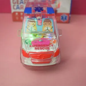 Electric Universal Rescue Bus With Visible Colored Moving Gears Fun Early Educational Toys For Toddlers Gifts.