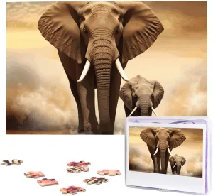Elephant and Baby Elephant Puzzles Custom Puzzles from Photos sector Picture Puzzles Gifts for Family Wedding Christmas Birthday Jigsaw Puzzles 1000 Pieces Puzzles for Adults Personalized Wooden Puzzles 